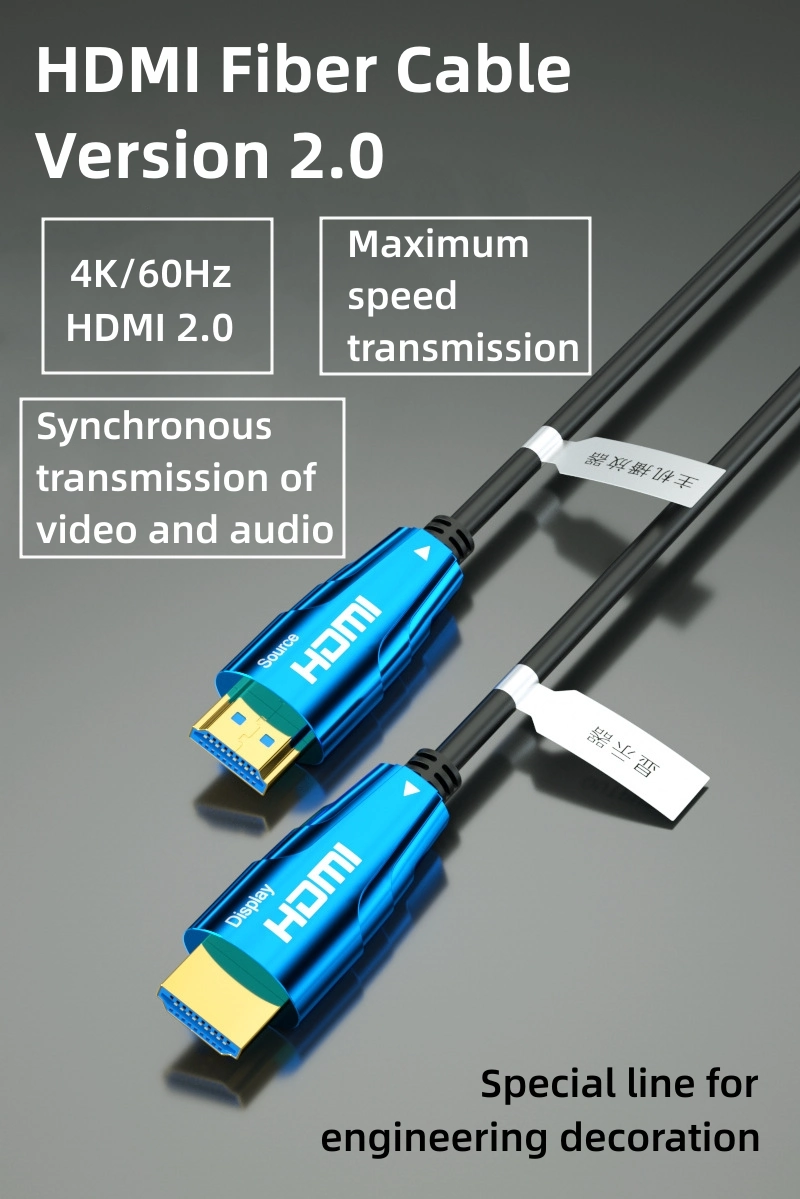 HDMI Aoc Fiber Optic Cable 8K60Hz 4K120Hz 1.8m to 100m Gold Plated 2.1V HDMI Kabel