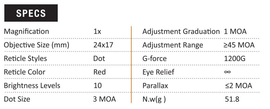 Tactical Low Profile Reflex Sight Weapon Scope